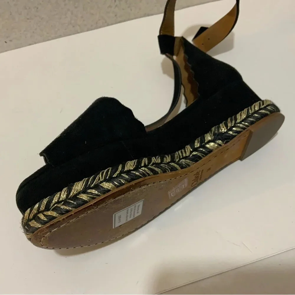 Chloe Black Suede Lauren Espadrille Wedge Sandals Size 36